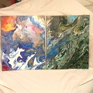 2-16"x20" canvases, acrylic paintings combined to be one